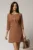 Rochie DY Fashion scurta maro cu nasturi pe bust si fusta tip A