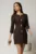 Rochie DY Fashion scurta maro din stofa cu croi cambrat si nasturi decorativi