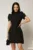 Rochie DY Fashion scurta neagra cu aplicatii pe capace si decolteu rotund