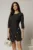 Rochie DY Fashion scurta neagra cu dungi si nasturi pe fusta