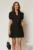Rochie DY Fashion scurta neagra cu nasturi decorativi la bust si pliuri pe fusta