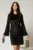 Rochie DY Fashion scurta neagra din catifea cu paiete si funda la spate