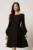 Rochie DY Fashion scurta neagra din stofa in clini cu maneci din tull cu buline