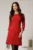 Rochie DY Fashion scurta rosie cu nasturi decorativi pe talie si maneci