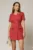 Rochie DY Fashion scurta rosu caramiziu tip sacou cu maneci scurte