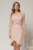 Rochie DY Fashion scurta roz cu talia impletita si maneci bufante