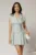 Rochie DY Fashion scurta turcoaz cu croi cambrat tip sacou si snur pe talie