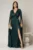 Rochie DY Fashion turcoaz de ocazie din voal peliculizat cu aplicatii pe umeri
