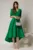 Rochie DY Fashion verde asimetrica cu maneci lalea si aplicatie pe talie