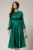 Rochie DY Fashion verde crud din voal cu perle la guler si maneci