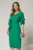 Rochie DY Fashion verde cu adaos de viscoza cu croi drept si maneci bufante