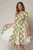 Rochie DY Fashion verde cu buline mari si pliuri ample in contrast