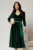 Rochie DY Fashion verde din catifea cu decolteu in V si talia cu perle