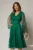 Rochie DY Fashion verde din dantela cu maneci lungi crapate si decolteu in V