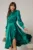 Rochie DY Fashion verde din satin plin cu croi asimetric