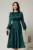 Rochie DY Fashion verde din voal cu perle la guler si maneci
