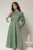 Rochie DY Fashion verde fistic din poplin cu guler dublu si curea in talie