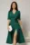 Rochie DY Fashion verde midi cu detaliu floral pe talie si decolteu in V