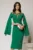 Rochie DY Fashion verde midi cu manecile lungi crapate si aplicatii la bust
