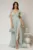 Rochie DY Fashion verde mint lunga de seara cu aplicatii de perle pe talie