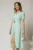 Rochie DY Fashion verde mint midi cu detaliu talie si decupaj la decolteu