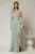 Rochie DY Fashion verde mint pe un umar cu detaliu floral amplu din voal peliculizat