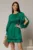 Rochie DY Fashion verde scurta din voal cu manecile sparte si fusta suprapusa