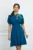 Rochie Dy Fashion albastra cu mansete si guler cu imprimeu