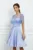 Rochie Dy Fashion bleu din satin cu broderie la bust