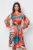 Rochie Dy Fashion corai si turcoaz cu zebra print si decupaj pe maneci