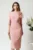 Rochie Dy Fashion de ocazie din stofa roz cu floare maxi