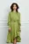 Rochie Dy Fashion olive din satin cu volan pe fusta