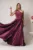 Rochie Ella Collection Alesia lunga eleganta din tafta mov cu broderie la bust