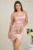 Rochie Ella Collection Alison eleganta din tafta roz cu paiete pe maneci