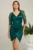 Rochie Ella Collection Alison eleganta din tafta verde cu paiete pe maneci