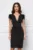 Rochie Ella Collection Any eleganta din stofa neagra cu pene la umeri
