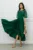 Rochie Ella Collection Brinda eleganta din tafta verde pin cu broderie 3D
