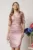 Rochie Ella Collection Catlyn din tafta roz pudrat de ocazie cu broderie pe bust