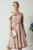Rochie Ella Collection Jolie eleganta din tafta roz cu accesoriu metalic in talie