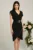 Rochie Ella Collection Lili eleganta din stofa cu strasuri si cordon in talie