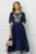 Rochie Gina bleumarin din tull cu broderie pe bust