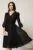 Rochie Gina midi neagra din voal cu fir lurex in clos