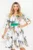 Rochie InPuff de zi ecru in clos cu imprimeu floral tip pictura