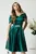 Rochie Jolie eleganta din tafta verde cu accesoriu metalic in talie
