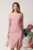 Rochie La Donna de ocazie din stofa roz conica cu decolteu barcuta