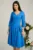 Rochie LaDonna albastra midi cu decolteu adanc si brosa detasabila