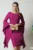 Rochie LaDonna de ocazie din stofa magenta cu maneci maxi evazate