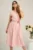 Rochie LaDonna din viscoza roz cu cordon si floare in talie
