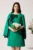 Rochie LaDonna eleganta din stofa verde cu dantela chantilly la maneci si pe bust