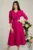 Rochie LaDonna fucsia clos de ocazie cu guler maxi si nasturi perluta